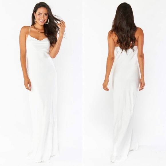 show me your mumu tuscany maxi dress ivory luxe satin women size small